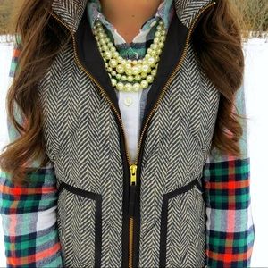 J Crew Printed Quilted Down Puffer Vest Gray Style 02533 Womens Small S